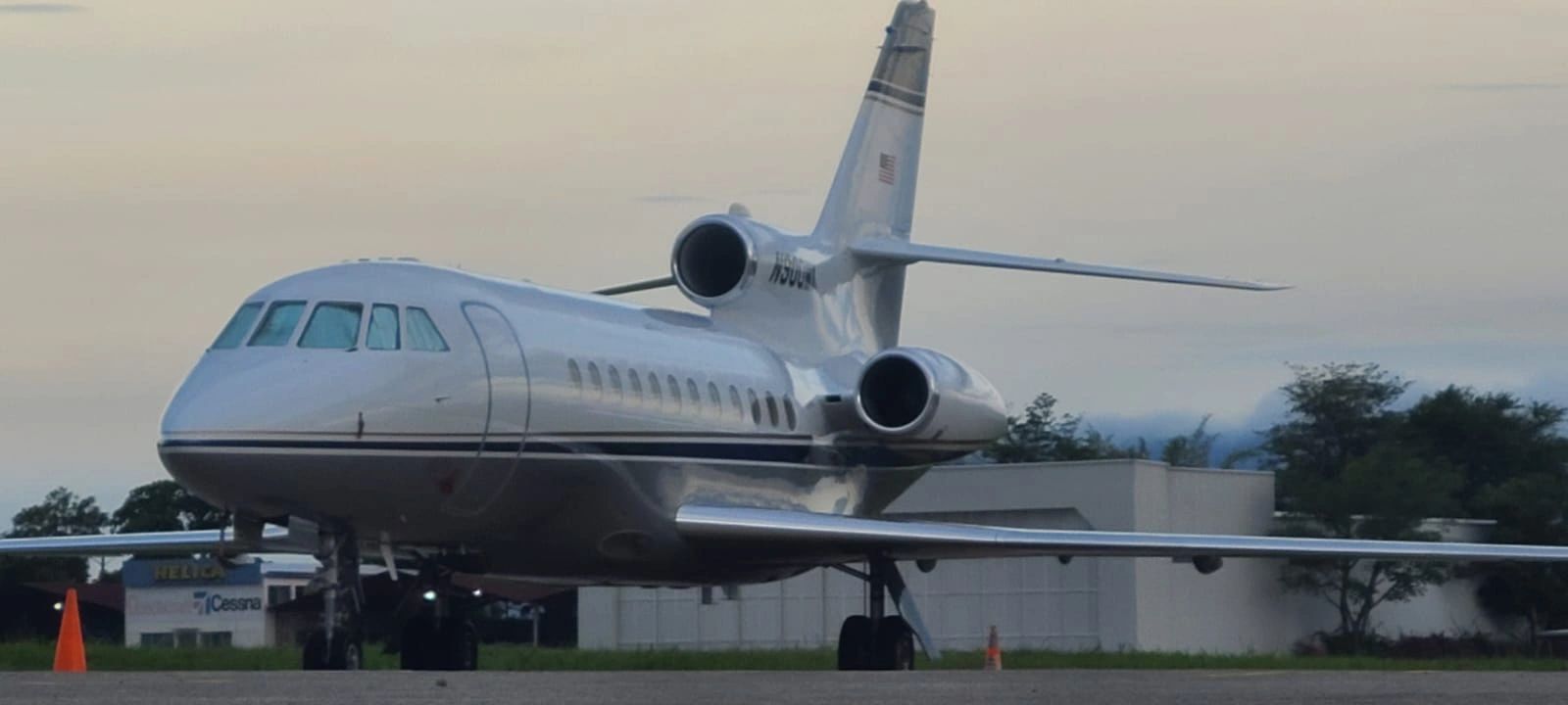 Twin-engine jet on tarmac